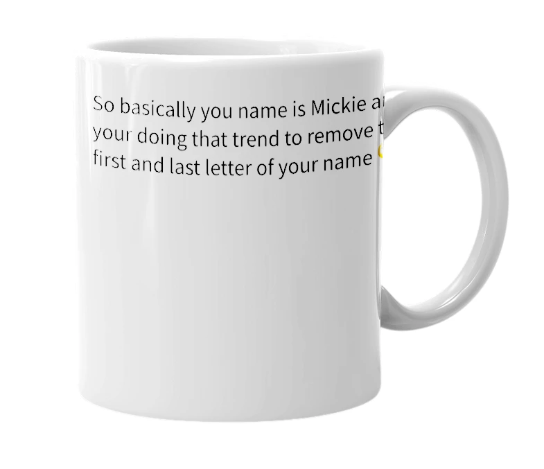 White mug with the definition of 'icki'
