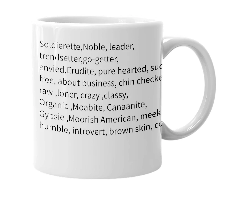 White mug with the definition of 'Teshia'