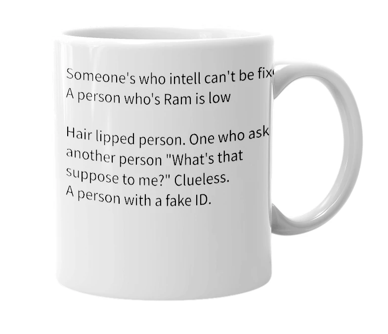 White mug with the definition of 'Strupid'