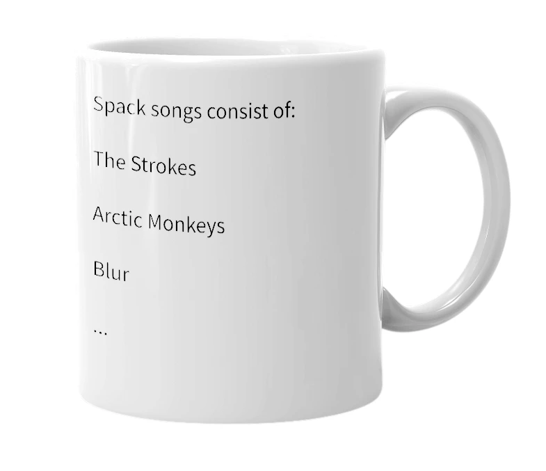 White mug with the definition of 'Spack Music'
