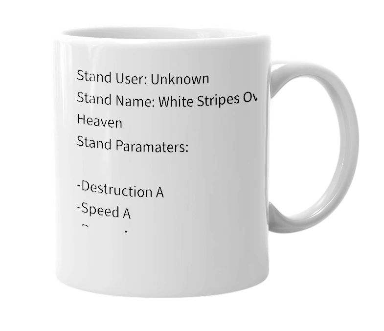 White mug with the definition of 'White Stripes: Over Heaven'
