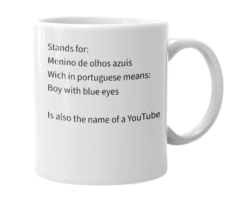 White mug with the definition of 'M-DOA'