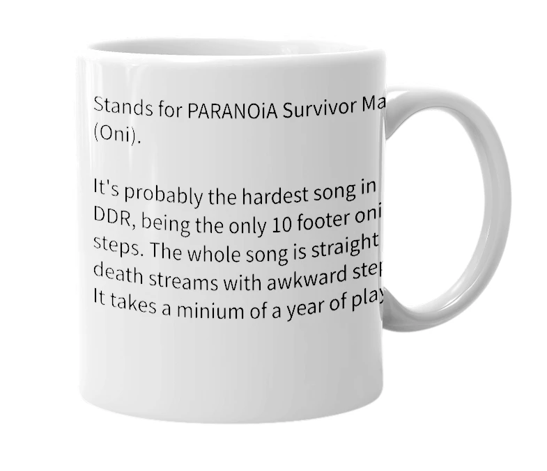 White mug with the definition of 'PSMO'