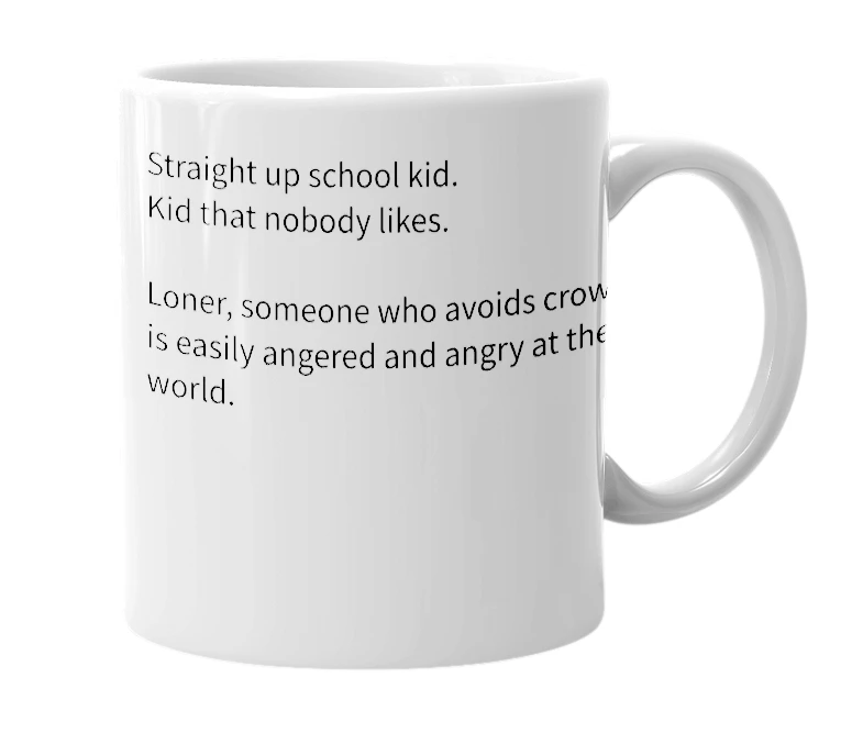 White mug with the definition of 'susk'