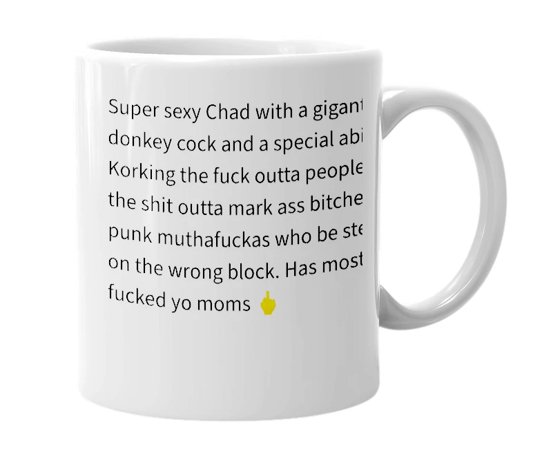 White mug with the definition of 'Kork'