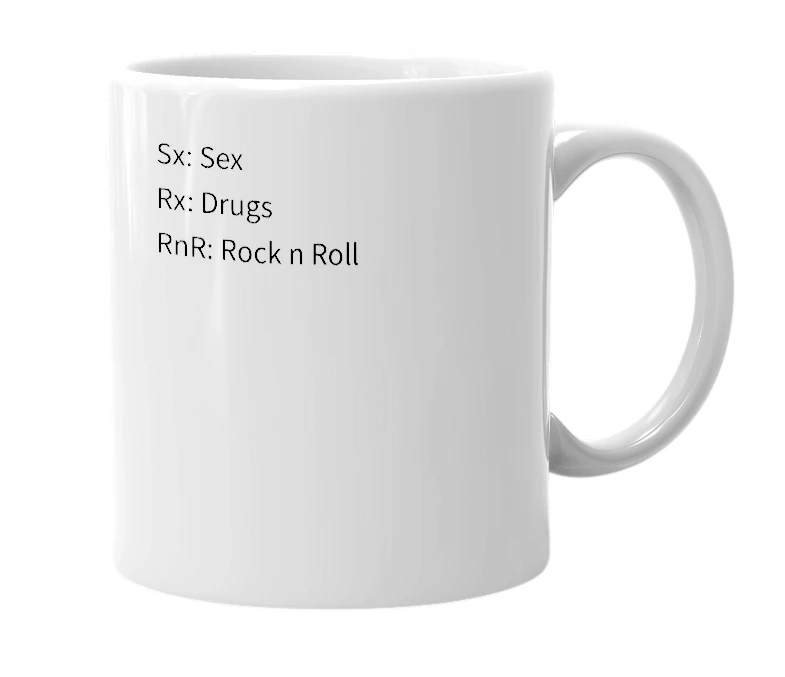 White mug with the definition of 'SxRxRnR'