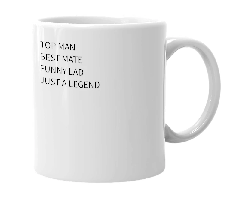 White mug with the definition of 'Aman'