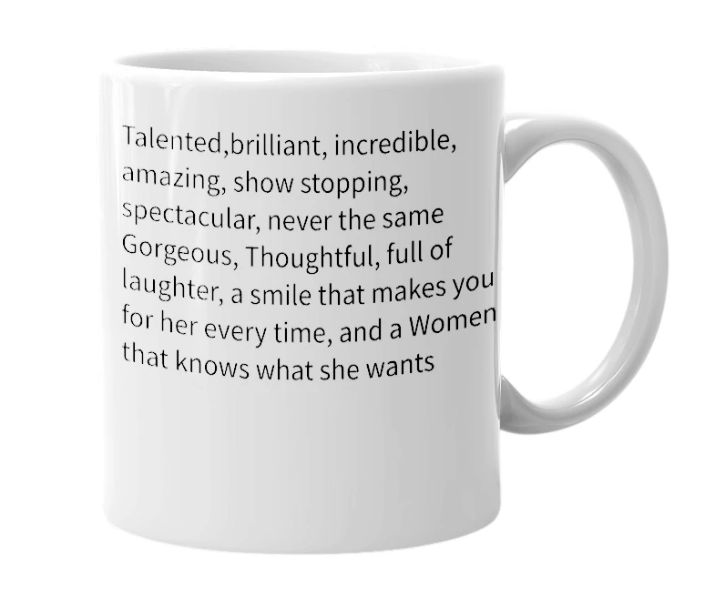 White mug with the definition of 'Mercan Aleyna'