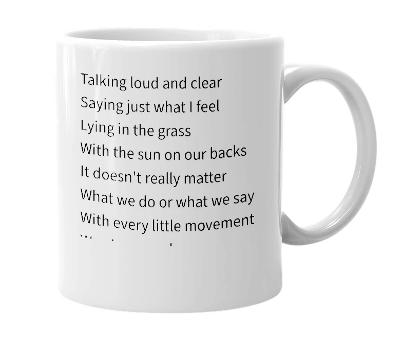 White mug with the definition of 'Talking Loud and Clear'