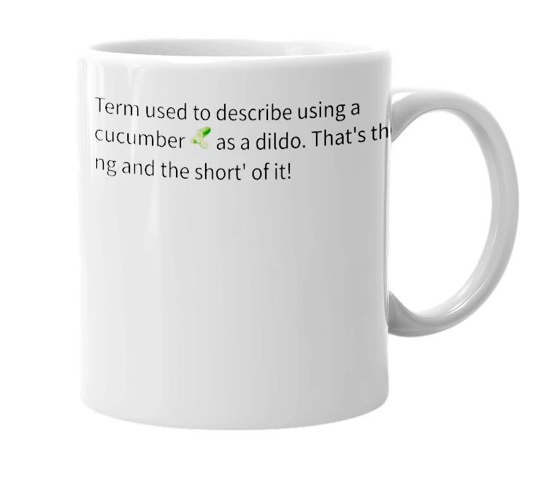 White mug with the definition of 'Cucumbersome lover'