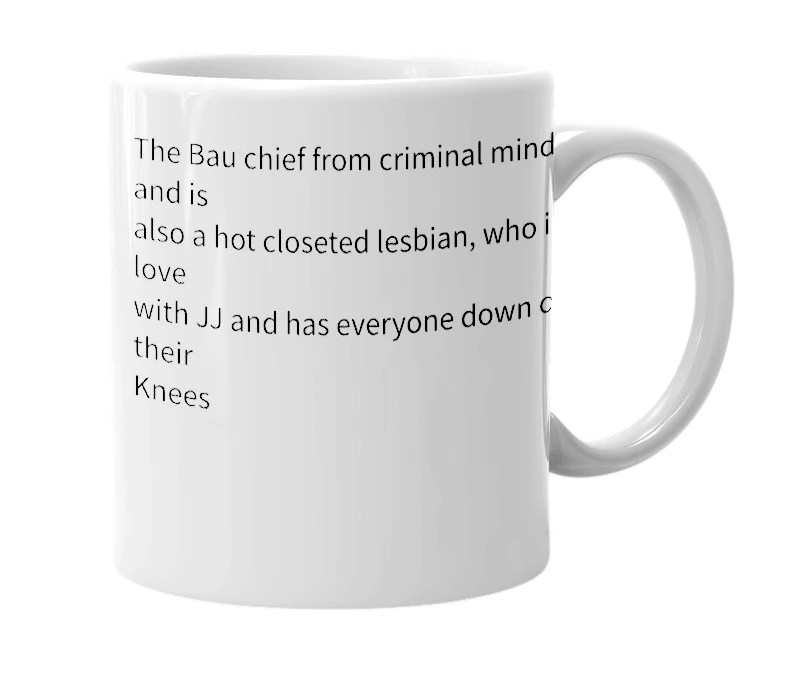 White mug with the definition of 'Emily Prentiss'