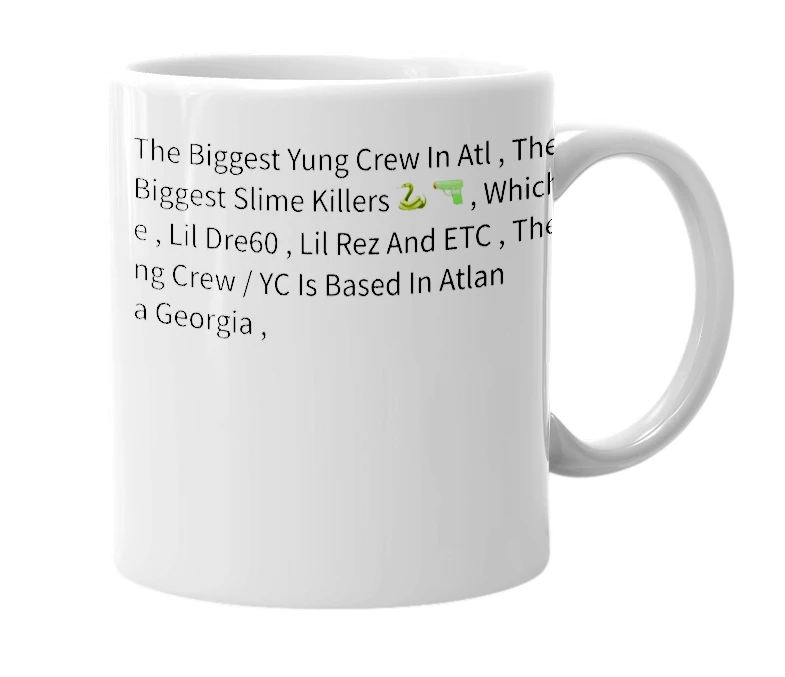 White mug with the definition of 'YC'