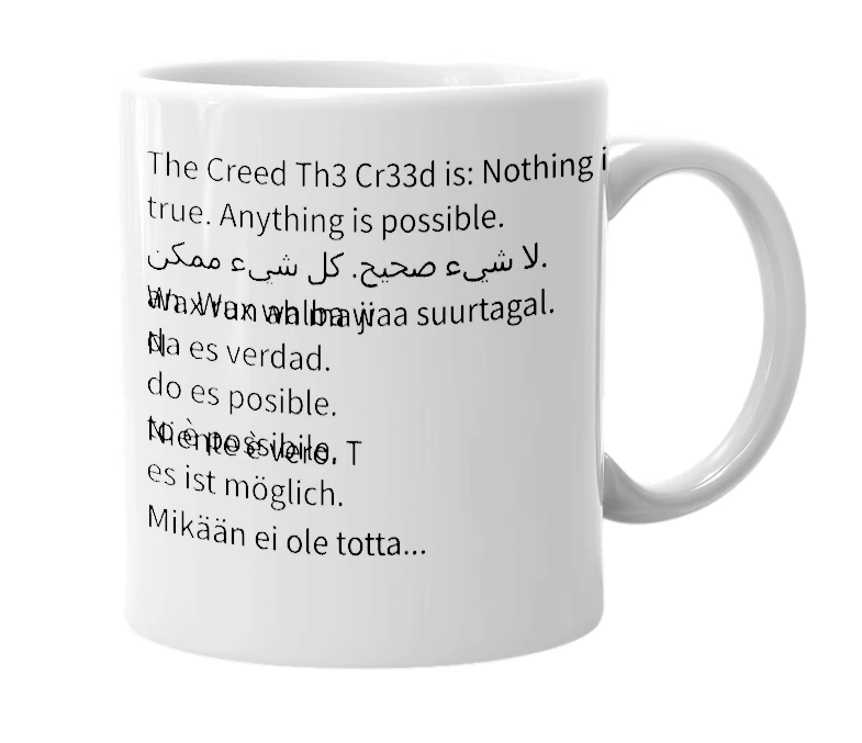 White mug with the definition of 'The Creed'