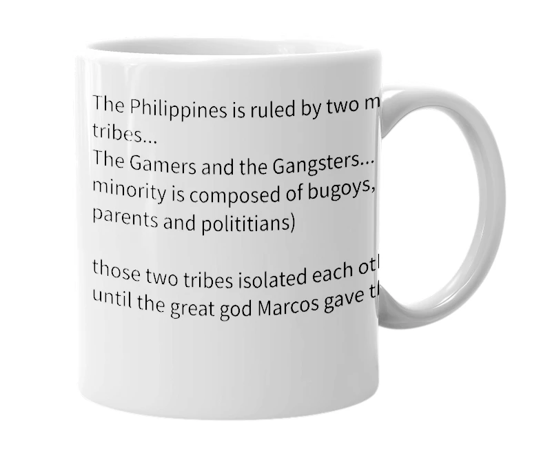 White mug with the definition of 'philippines'