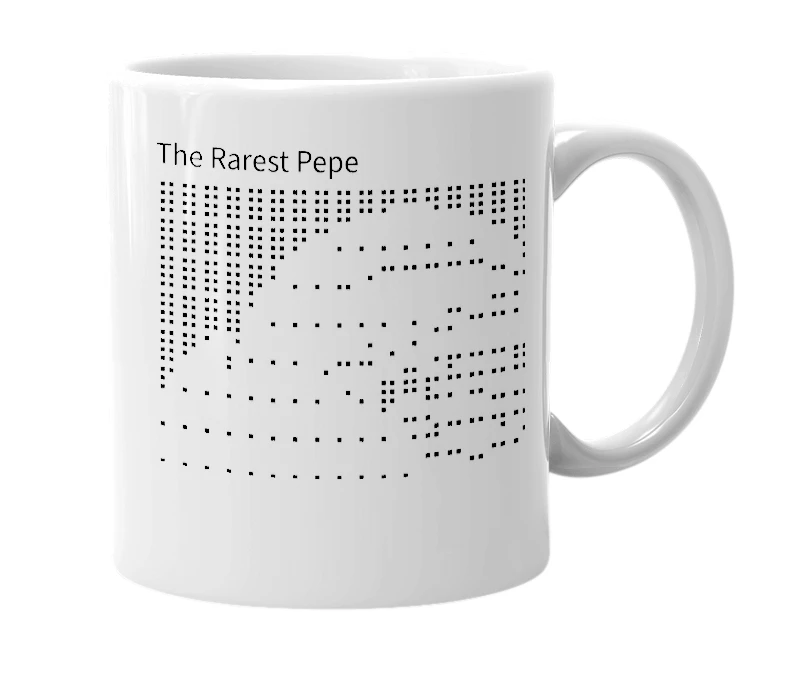 White mug with the definition of 'The Rarest Pepe'