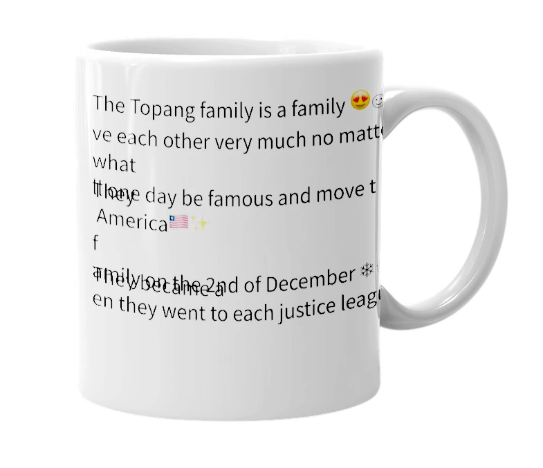 White mug with the definition of 'topang'