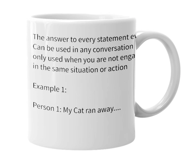White mug with the definition of 'Same'