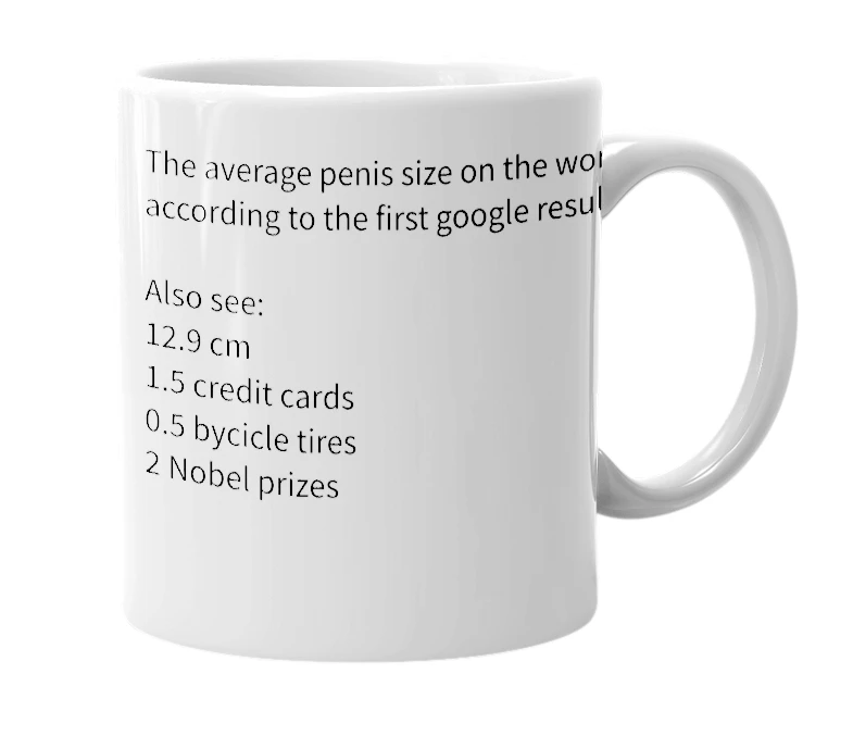 White mug with the definition of '5.1 inches'