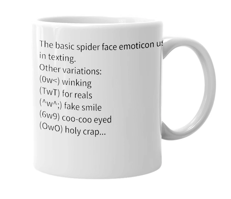 White mug with the definition of '(0w0)'