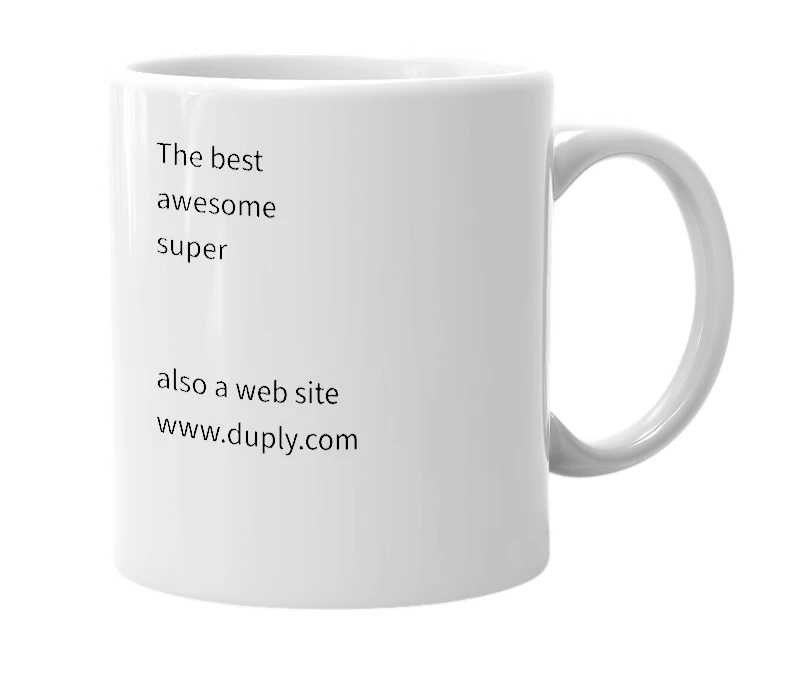 White mug with the definition of 'duply'