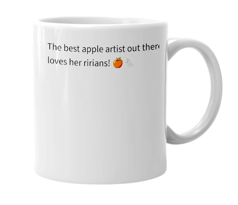 White mug with the definition of 'apple riri'