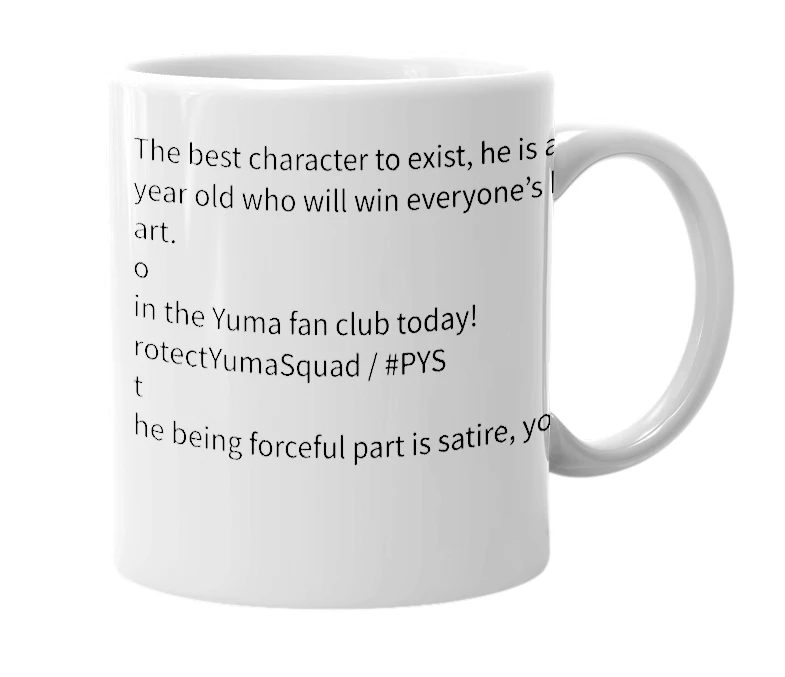 White mug with the definition of 'Kuga Yuma'