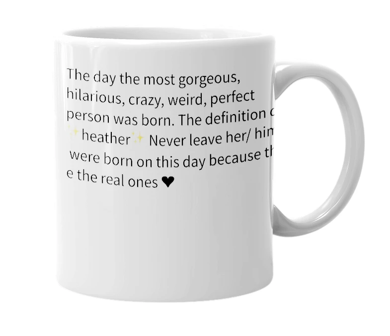 White mug with the definition of 'Febuary 5'