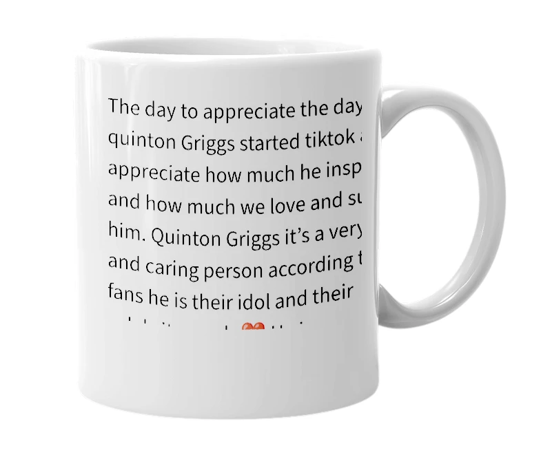 White mug with the definition of 'Baby Griggs Day'