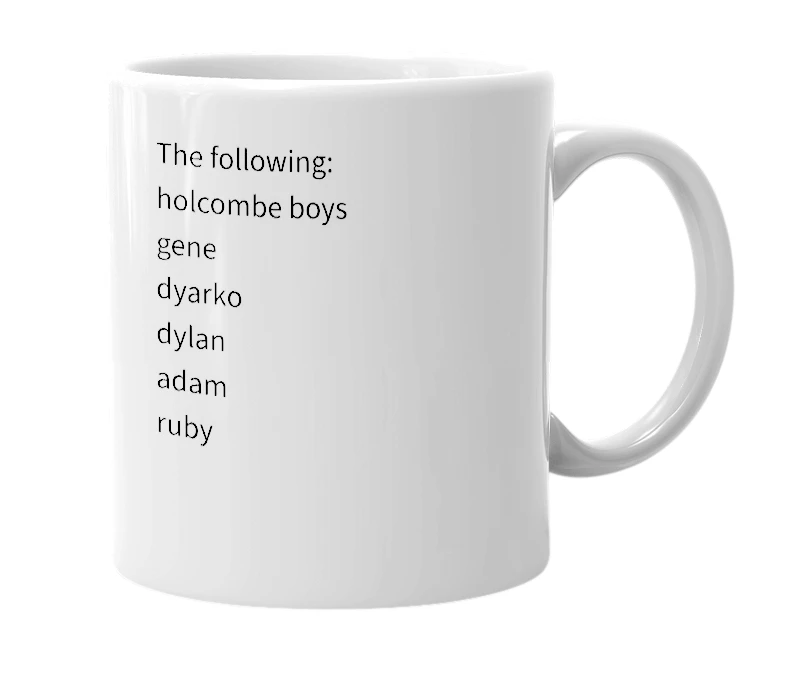 White mug with the definition of 'pussy'