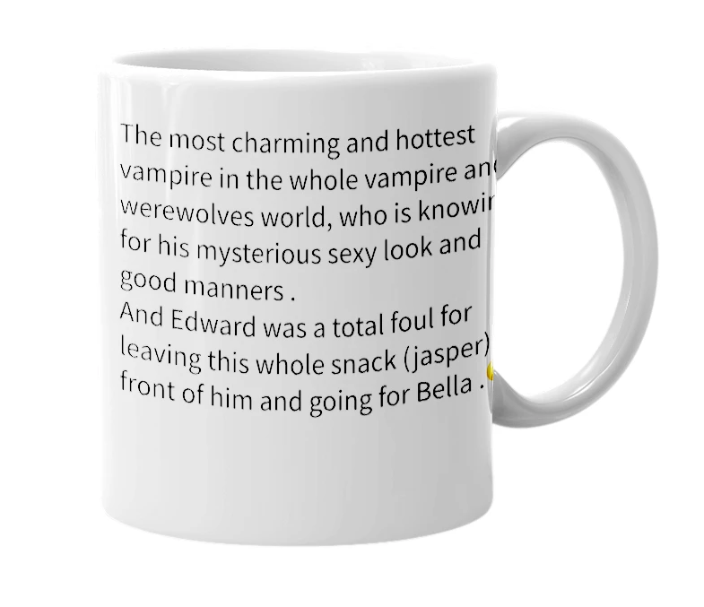 White mug with the definition of 'Jasper hale'
