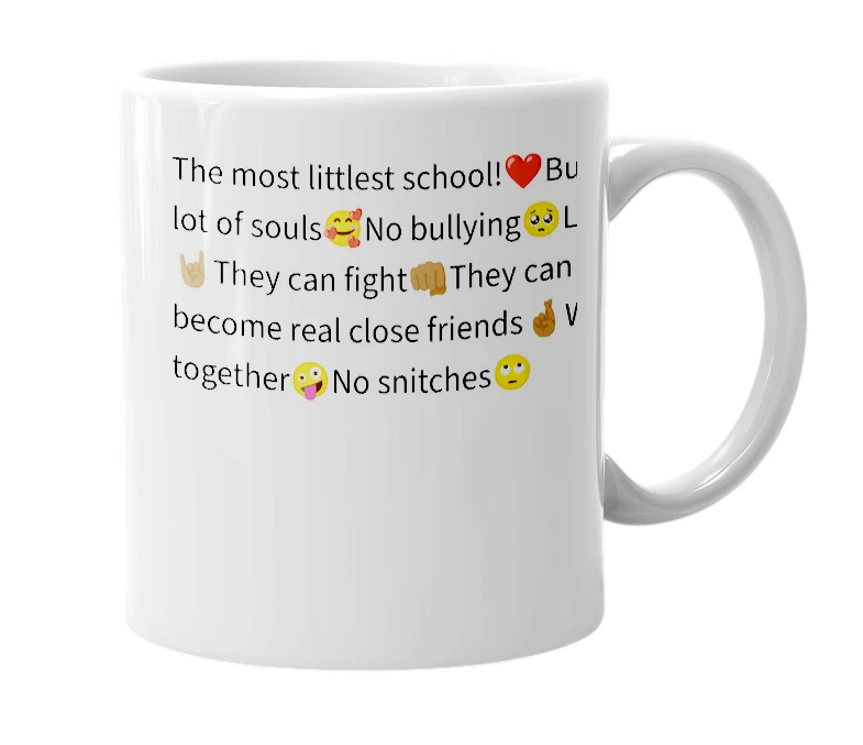 White mug with the definition of 'Martha Puckett middle school'