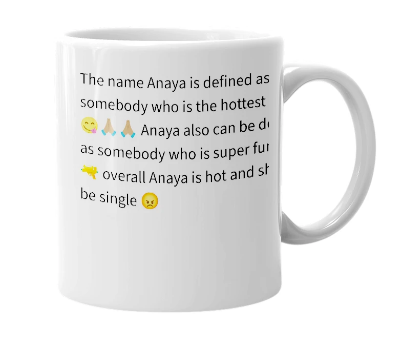 White mug with the definition of 'Anaya'