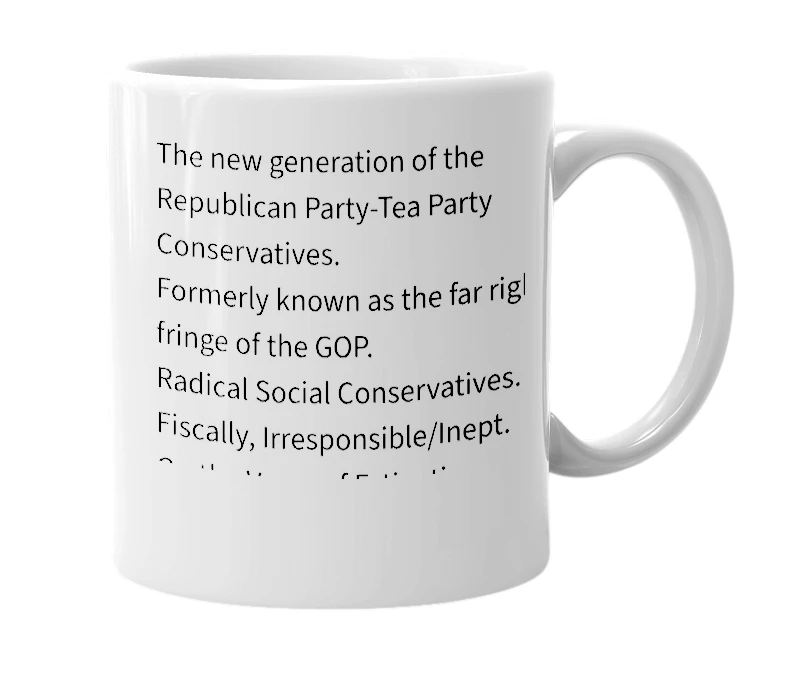 White mug with the definition of 'TCon'