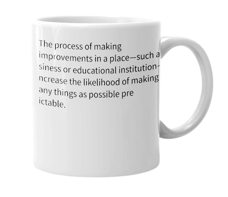 White mug with the definition of 'Predictability Augmentation'