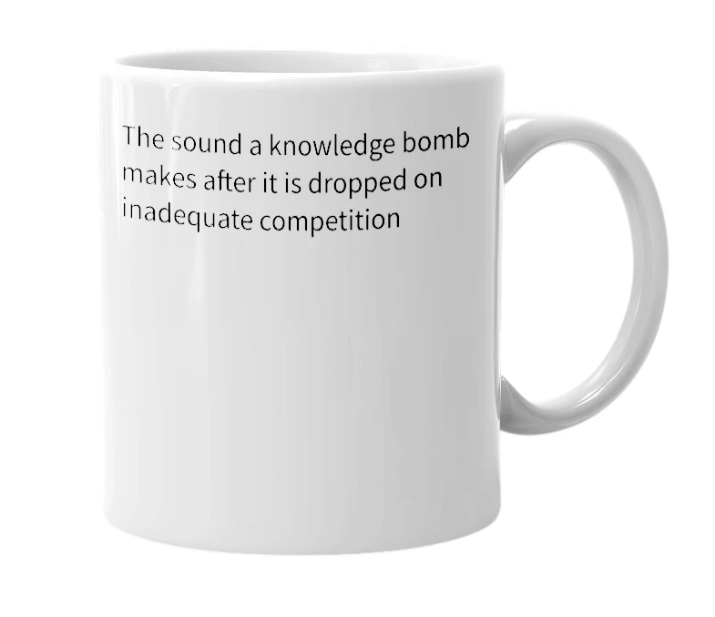 White mug with the definition of 'boomskee'