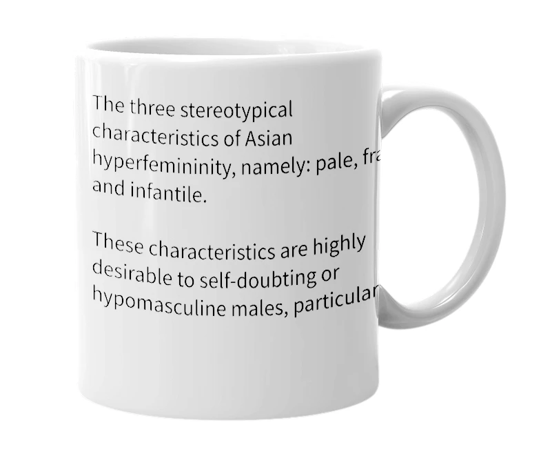 White mug with the definition of 'Asian Girl Trifecta'