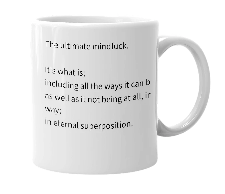 White mug with the definition of 'Reality'