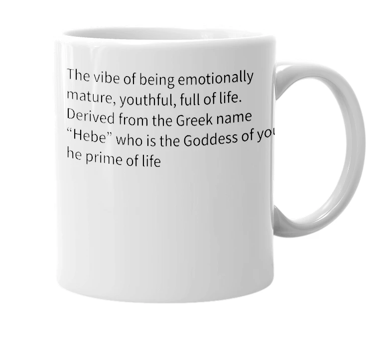 White mug with the definition of 'Hibe'