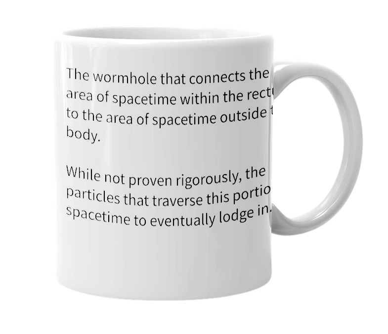 White mug with the definition of 'Einstein-Rosen bridge'