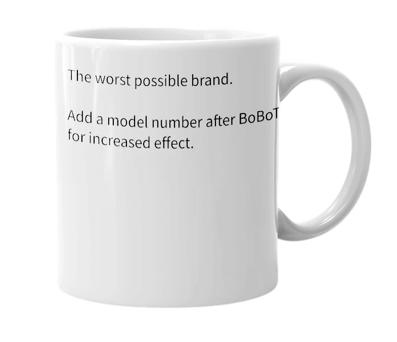White mug with the definition of 'BoBoTron'