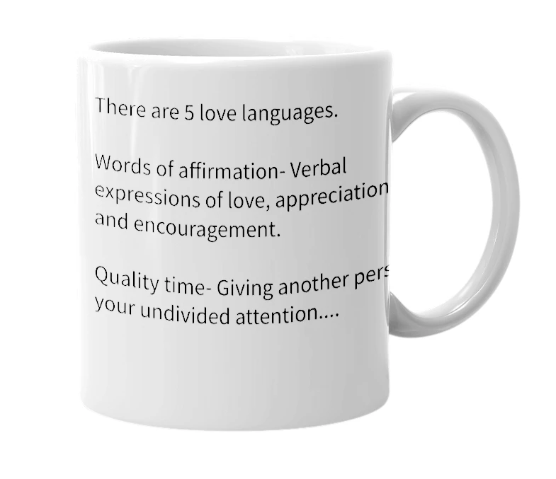 White mug with the definition of 'Love language'