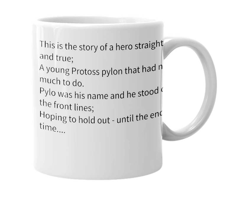 White mug with the definition of 'pylo'