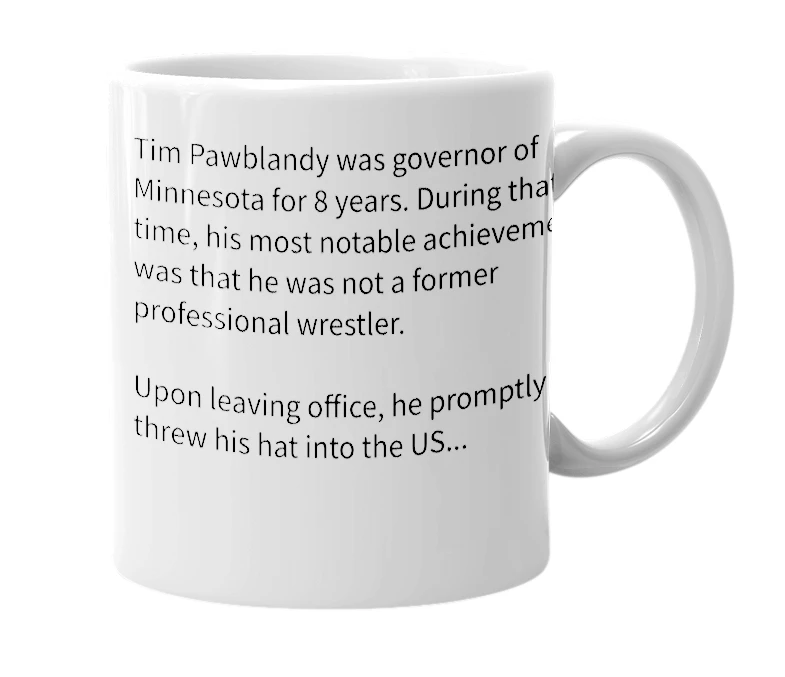 White mug with the definition of 'Pawblandy'