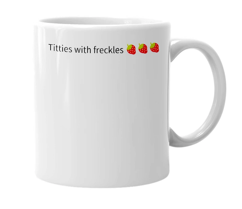 White mug with the definition of 'Strawberry Titties'