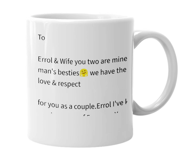 White mug with the definition of 'Errol & Wife'
