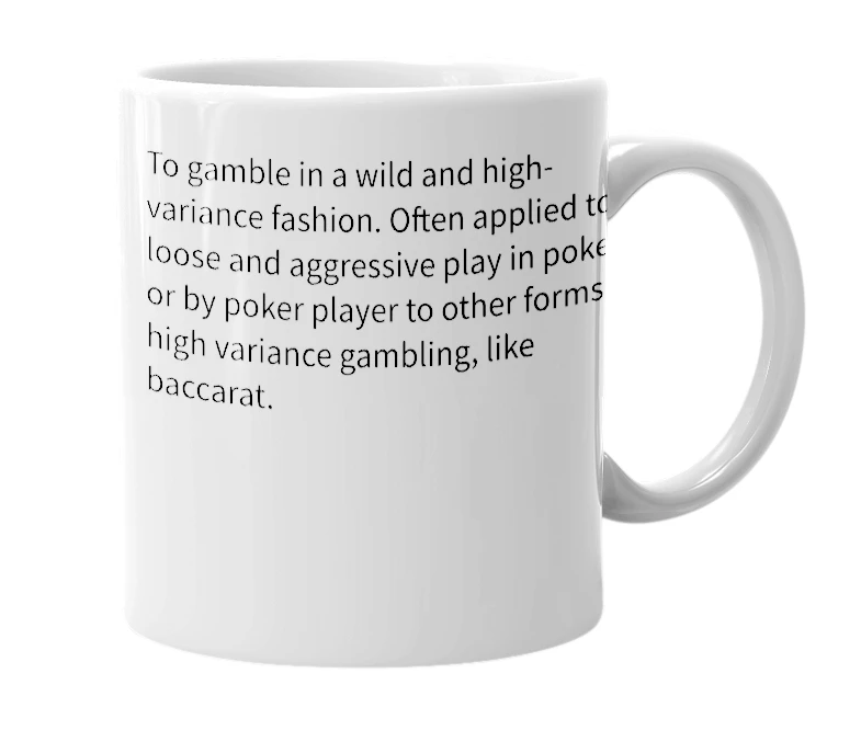 White mug with the definition of 'gambool'