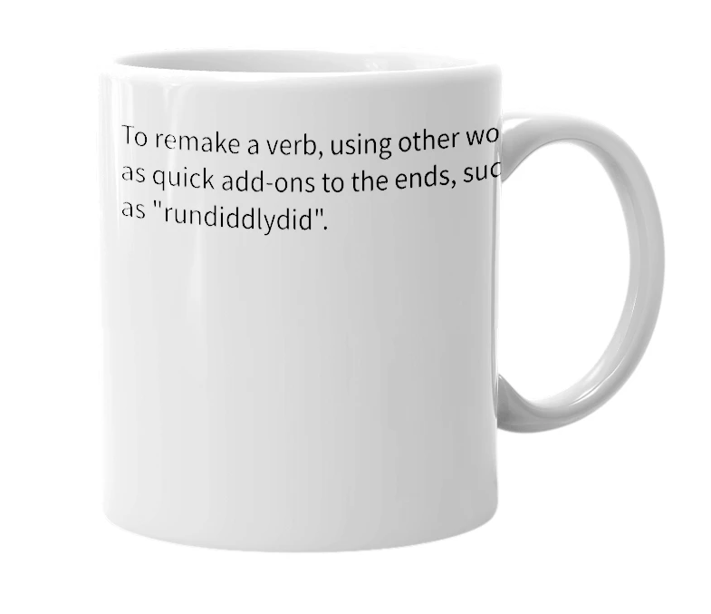 White mug with the definition of 'Reverb'