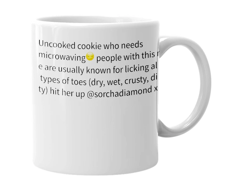 White mug with the definition of 'Sorcha diamond'