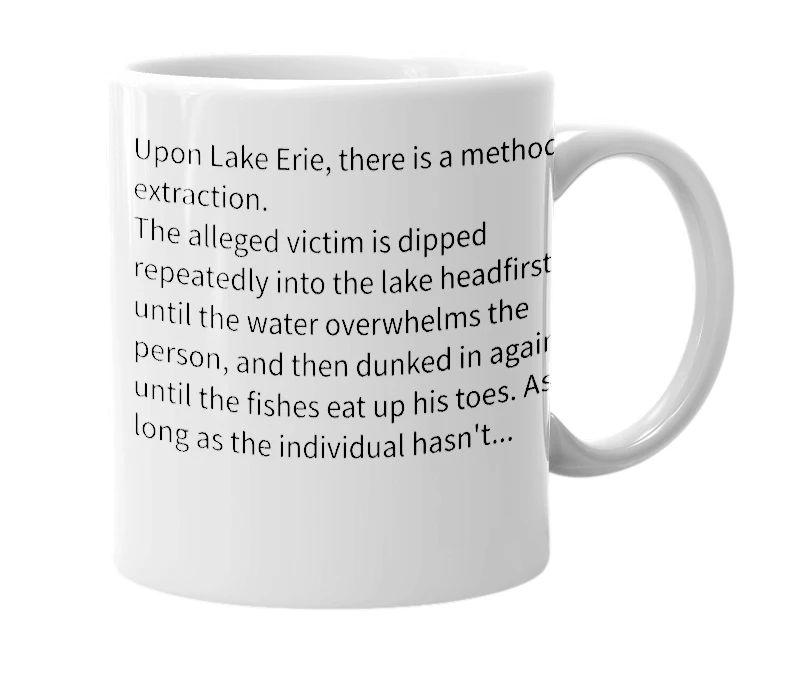 White mug with the definition of 'erie teabag'