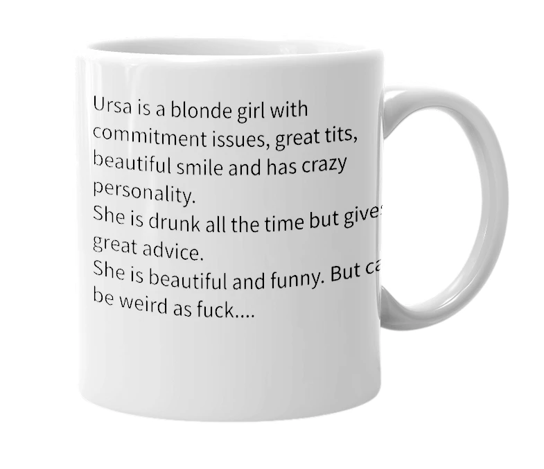 White mug with the definition of 'Ursa'